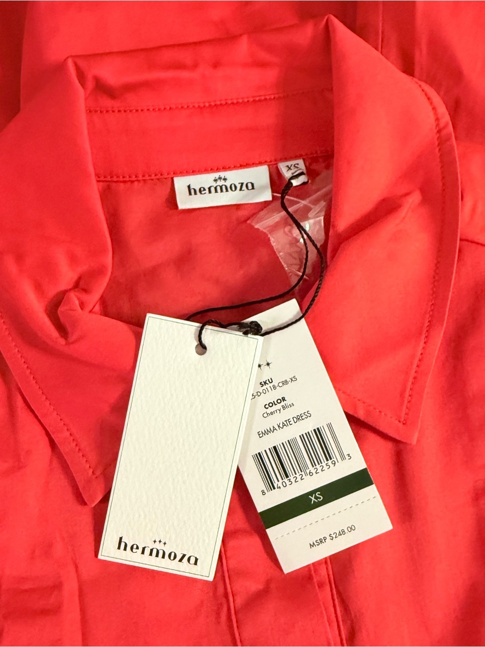 Hermoza Emma Kate Cotton Cherry Bliss Tie Waist Shirt Mini Dress NWT $247 - Picture 4 of 7